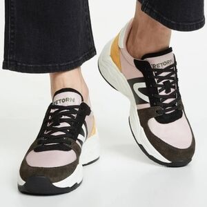 Tretorn Lexie Suede Lace-Up Sneakers Pink and Yellow Women's Size 9 Low Top